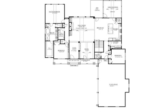 Floor Plan - Main Floor for Craftsman House Plan #437-61 - 3 bed, 2.5 bath