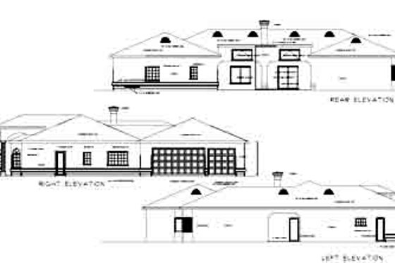 Exterior - Rear Elevation for Adobe / Southwestern House Plan #1-843 - 4 bed, 2.5 bath