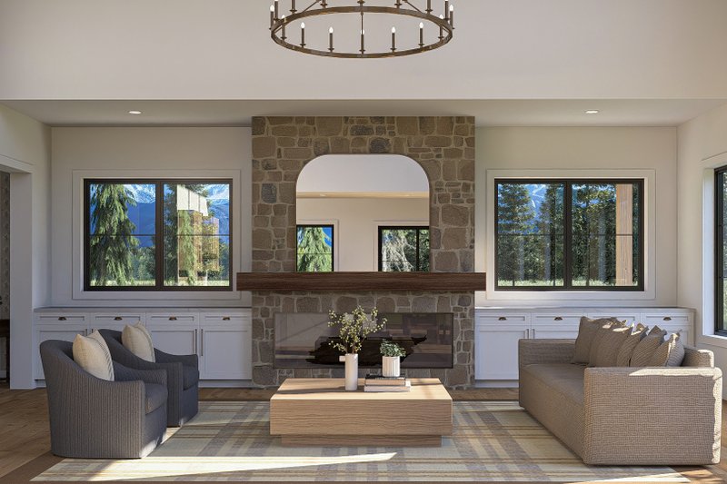 Dream House Plan - Interior - Family Room 1 for Barndominium House Plan #455-486 - 3 bed, 2.5 bath