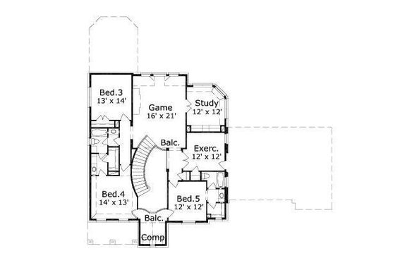 Floor Plan - Upper Floor for European House Plan #411-395 - 5 bed, 4.5 bath