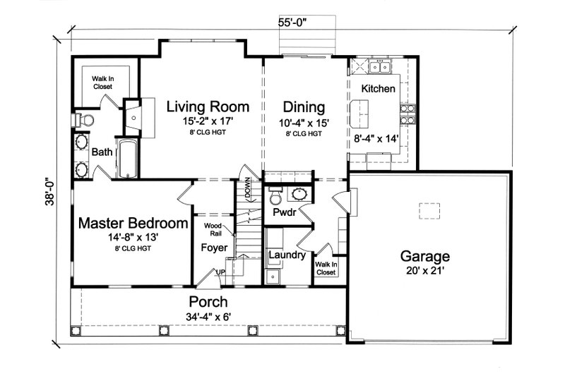 Home Plan - Floor Plan - Main Floor for Farmhouse House Plan #46-868 - 3 bed, 2.5 bath