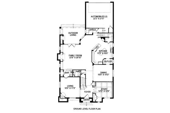 Floor Plan - Main Floor for Tudor House Plan #141-339 - 4 bed, 4.5 bath