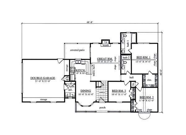 Southern Floor Plan - Main Floor Plan #42-410