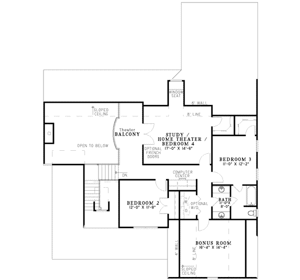 Architectural House Design - Country Floor Plan - Upper Floor Plan #17-634