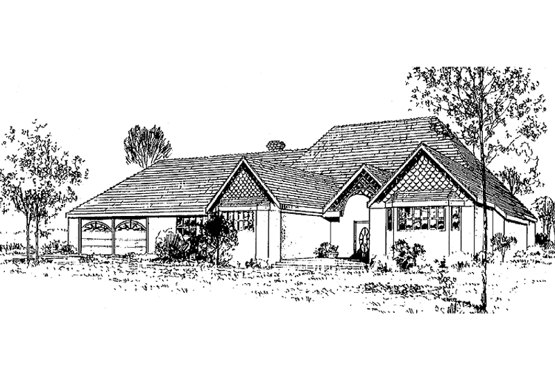 Dream House Plan - Exterior - Front Elevation 3 for European House Plan #60-964 - 2 bed, 2 bath