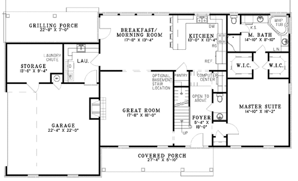 Home Plan - Country Floor Plan - Main Floor Plan #17-3163