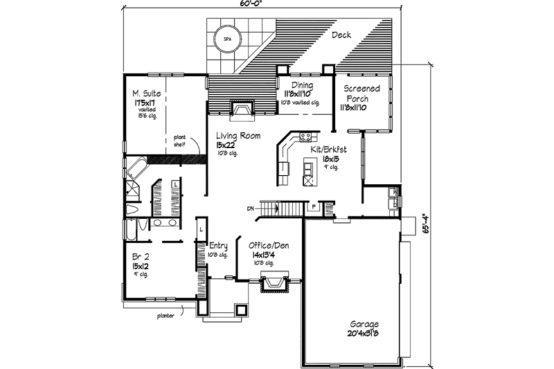 Home Plan - Floor Plan - Main Floor for Traditional House Plan #320-533 - 2 bed, 2 bath