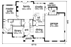 Floor Plan - Main Floor for Traditional House Plan #84-372 - 3 bed, 2.5 bath