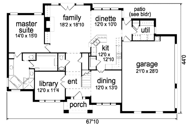House Plan Design - Floor Plan - Main Floor for Traditional House Plan #84-372 - 3 bed, 2.5 bath