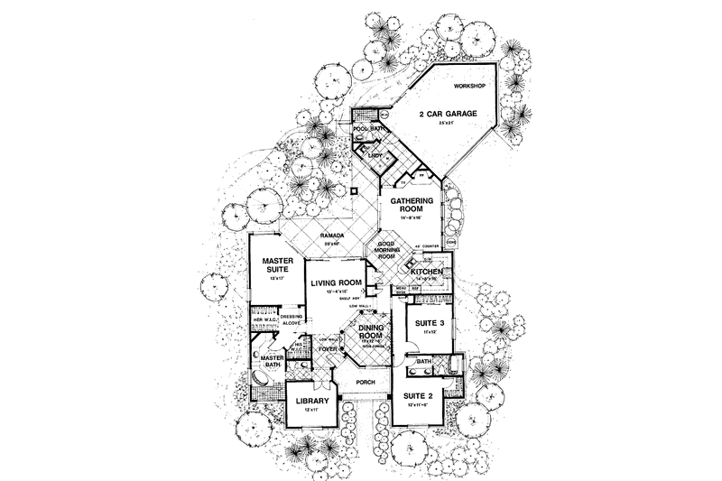House Blueprint - Floor Plan - Main Floor for European House Plan #1007-16 - 3 bed, 3 bath