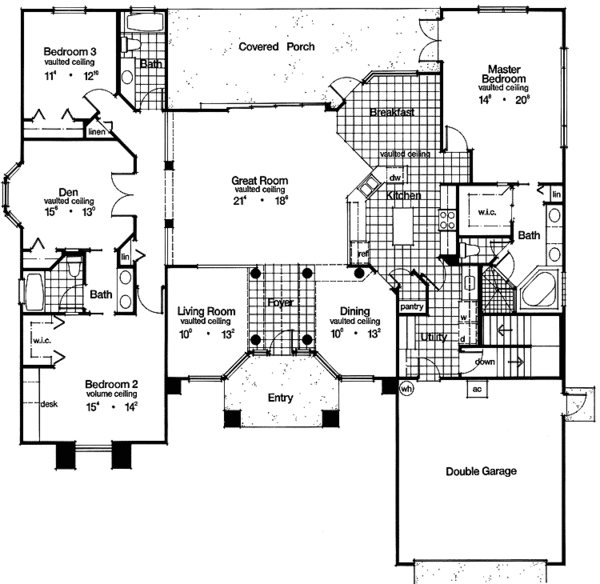 Architectural House Design - Mediterranean Floor Plan - Main Floor Plan #417-627