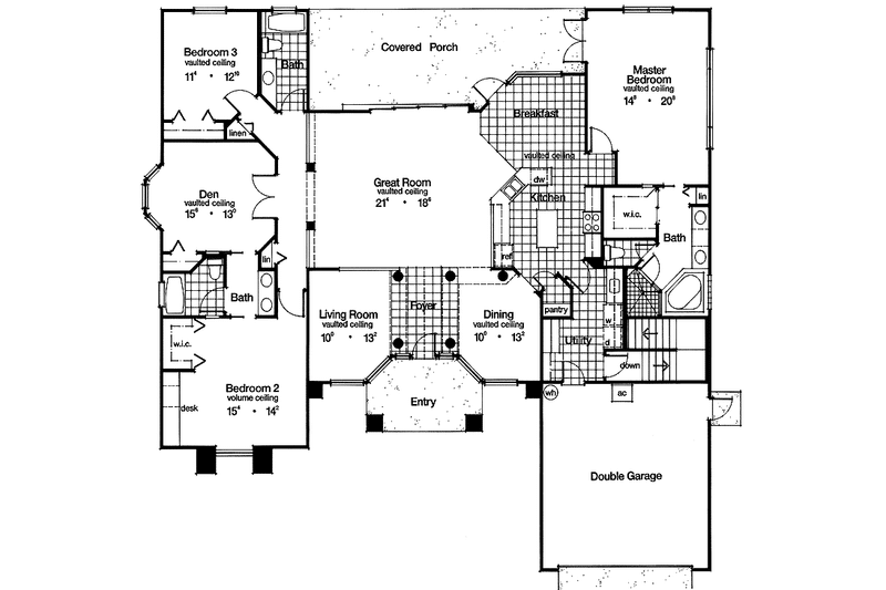 Dream House Plan - Floor Plan - Main Floor for Mediterranean House Plan #417-627 - 3 bed, 3 bath