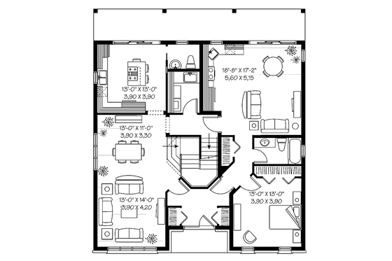 Floor Plan - Main Floor for European House Plan #23-2373 - 5 bed, 3.5 bath