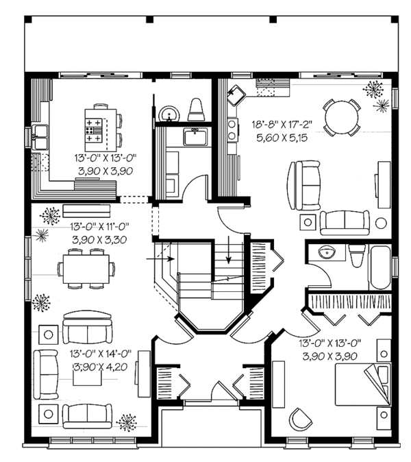 Architectural House Design - European Floor Plan - Main Floor Plan #23-2373