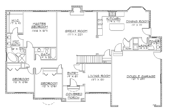 House Plan Design - Ranch Floor Plan - Main Floor Plan #945-17