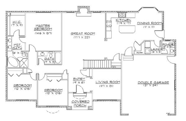 Architectural House Design - Ranch Floor Plan - Main Floor Plan #945-17