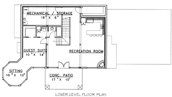 House Blueprint - Traditional Floor Plan - Lower Floor Plan #117-182