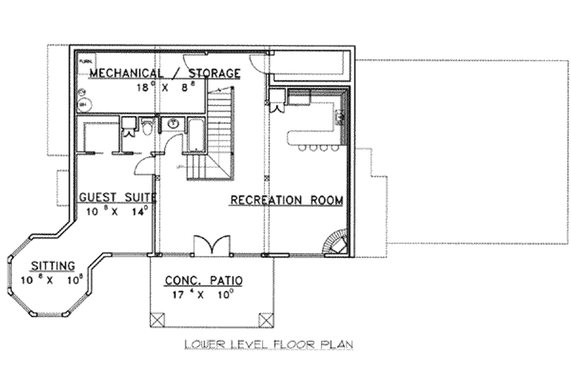 Home Plan - Floor Plan - Lower Floor 1 for Traditional House Plan #117-182 - 2 bed, 3 bath