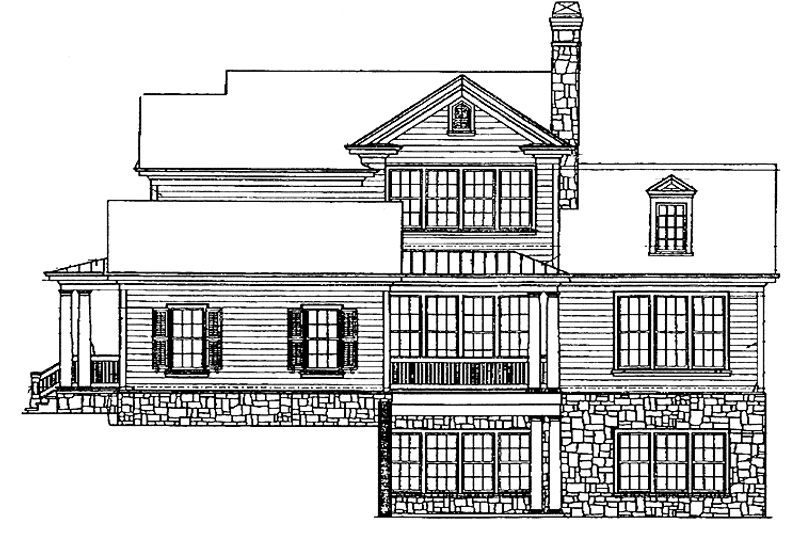 Architectural House Design - Exterior - Rear Elevation for Country House Plan #429-258 - 4 bed, 3.5 bath