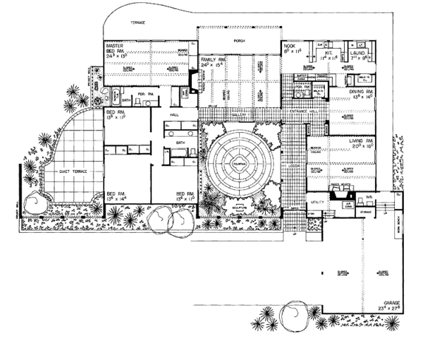 Architectural House Design - Mediterranean Floor Plan - Main Floor Plan #72-614