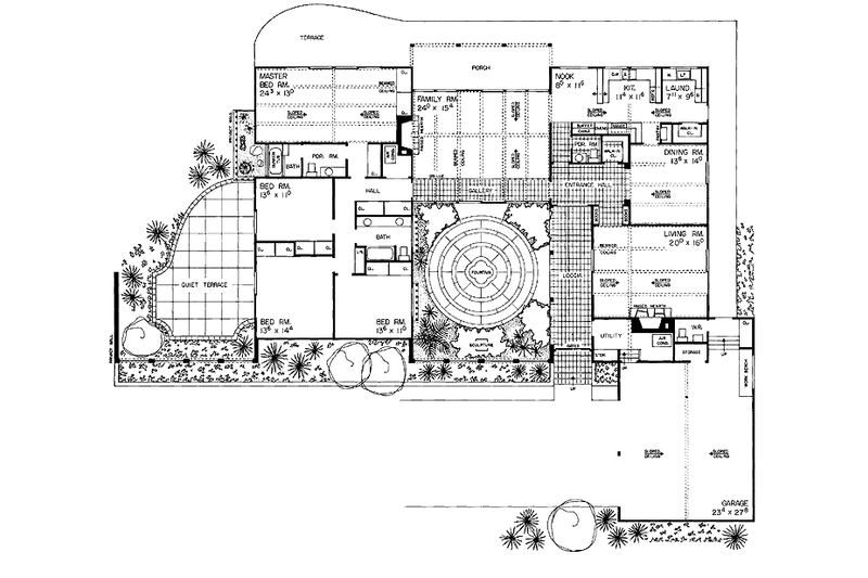 Home Plan - Floor Plan - Main Floor for Mediterranean House Plan #72-614 - 4 bed, 2 bath