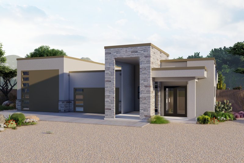 Home Plan - Exterior - Front Elevation 2 for Contemporary House Plan #53-743 - 3 bed, 3.5 bath