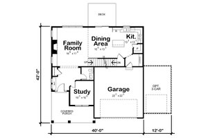 Floor Plan - Main Floor for Craftsman House Plan #20-2343 - 4 bed, 2.5 bath