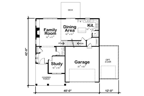 Floor Plan - Main Floor for Craftsman House Plan #20-2343 - 4 bed, 2.5 bath