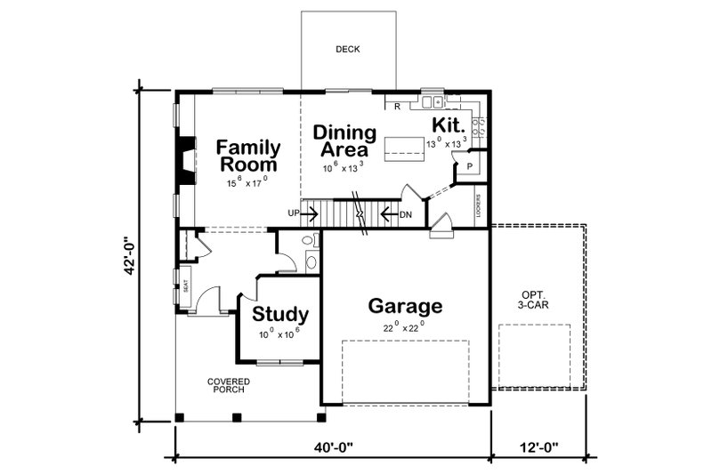 Dream House Plan - Floor Plan - Main Floor for Craftsman House Plan #20-2343 - 4 bed, 2.5 bath