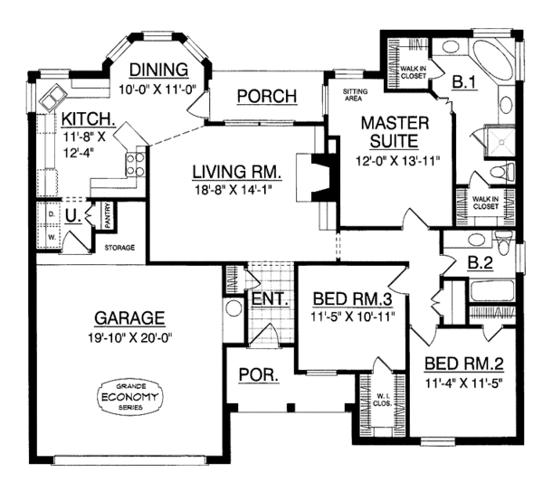 House Design - Traditional Floor Plan - Main Floor Plan #40-497