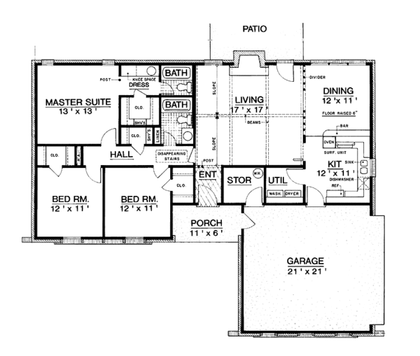 House Design - Ranch Floor Plan - Main Floor Plan #45-430