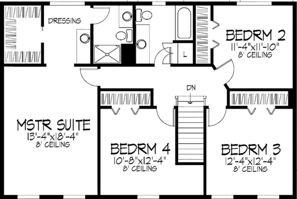 Architectural House Design - Colonial Floor Plan - Upper Floor Plan #51-864