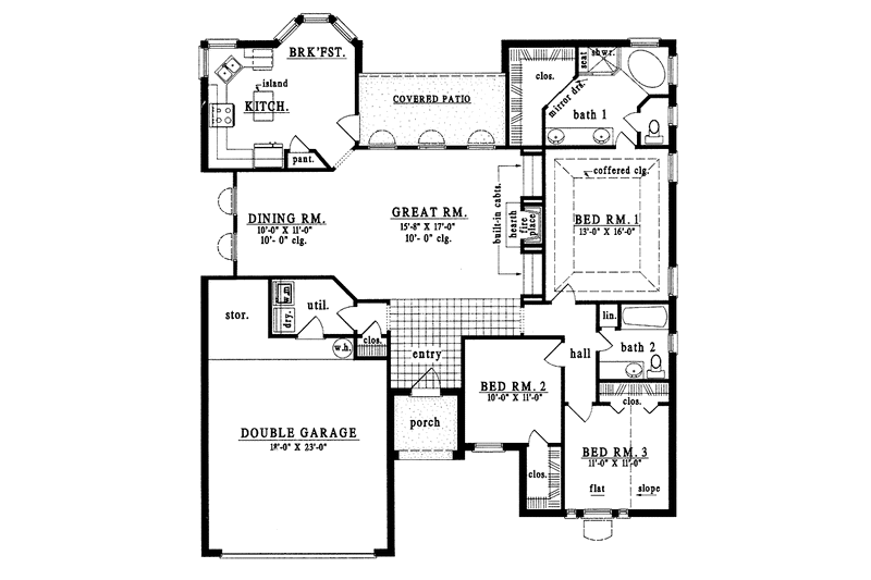 Dream House Plan - Floor Plan - Main Floor for Country House Plan #42-539 - 3 bed, 2 bath
