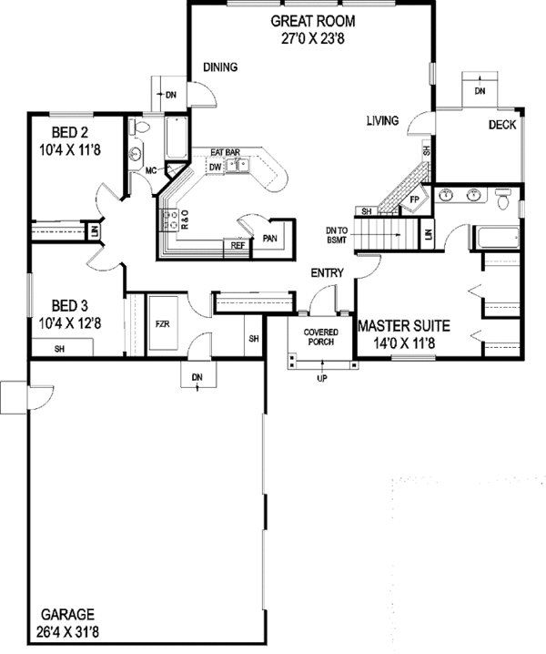 House Design - Contemporary Floor Plan - Main Floor Plan #60-728