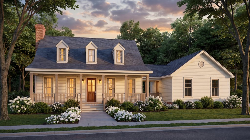 Exterior - Front Elevation 2 for Southern House Plan #406-163 - 3 bed, 2 bath