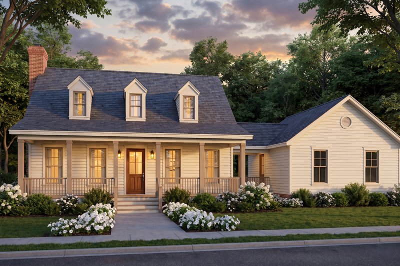 House Blueprint - Exterior - Front Elevation 2 for Southern House Plan #406-163 - 3 bed, 2 bath