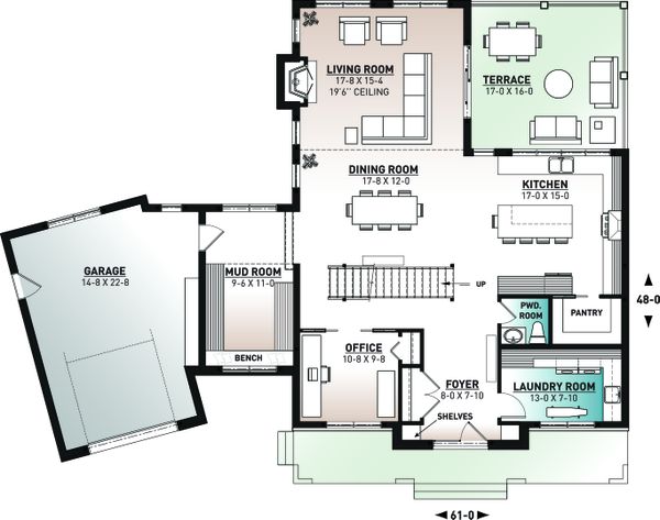 House Blueprint - Farmhouse Floor Plan - Main Floor Plan #23-2742