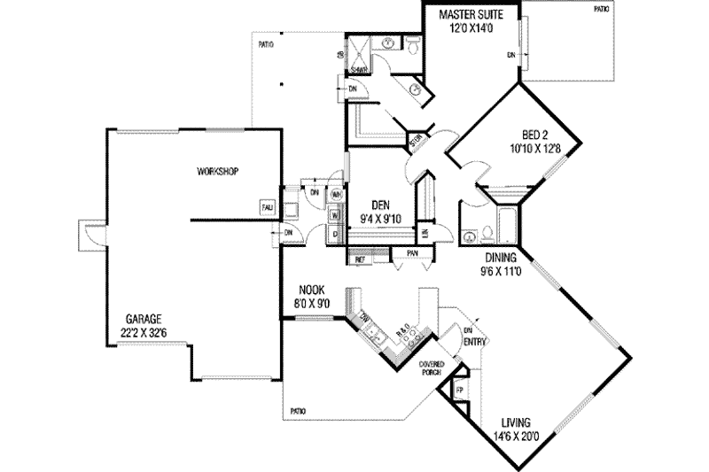 House Plan Design - Floor Plan - Main Floor for Traditional House Plan #60-314 - 3 bed, 2 bath
