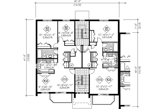 Floor Plan - Upper Floor for Contemporary House Plan #25-354 - 2 bed, 1 bath