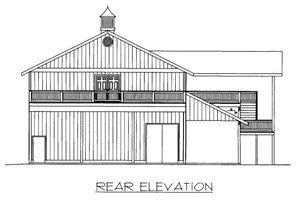 Exterior - Rear Elevation for Country House Plan #117-661, 1 bath