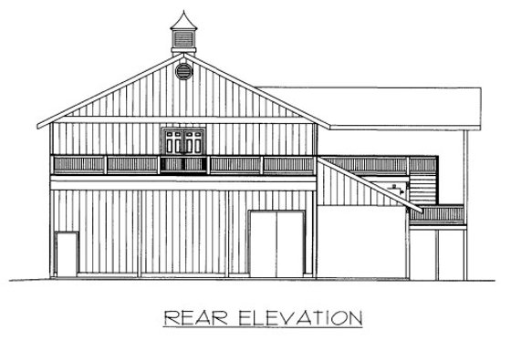 Exterior - Rear Elevation for Country House Plan #117-661, 1 bath
