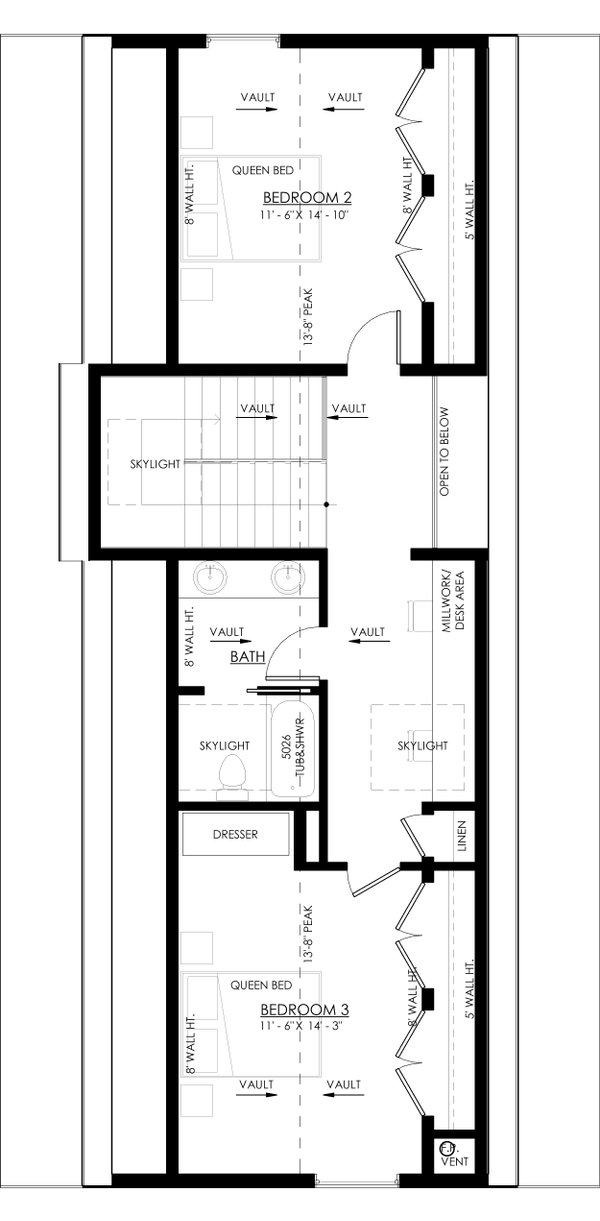 Cabin Floor Plan - Upper Floor Plan #1114-38