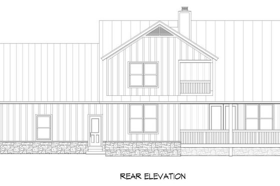 Exterior - Rear Elevation for Southern House Plan #932-97 - 3 bed, 2.5 bath