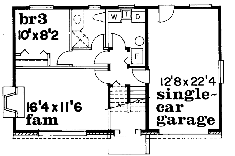 Dream House Plan - Floor Plan - Lower Floor for Contemporary House Plan #47-709 - 3 bed, 2 bath