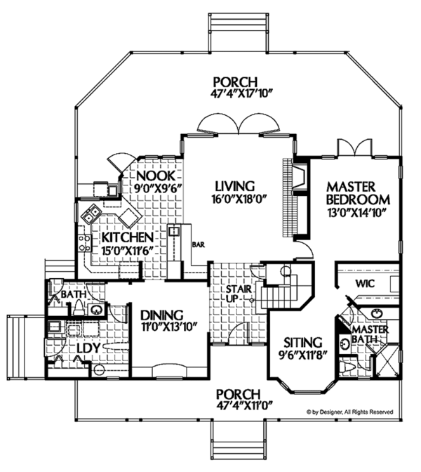 Architectural House Design - Country Floor Plan - Main Floor Plan #999-28