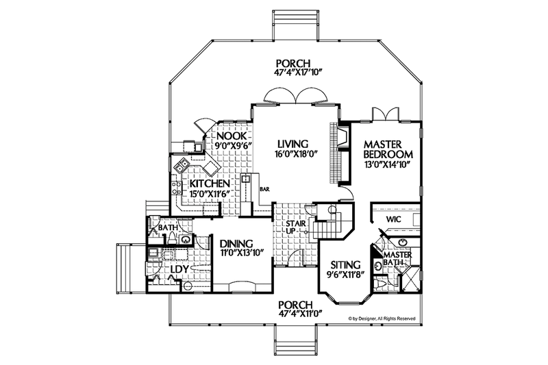 Dream House Plan - Floor Plan - Main Floor for Country House Plan #999-28 - 3 bed, 2.5 bath