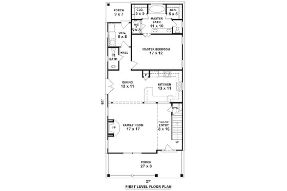 Floor Plan - Main Floor for Craftsman House Plan #81-13790 - 3 bed, 2.5 bath