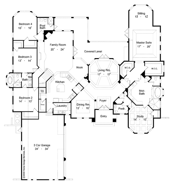 House Plan Design - Mediterranean Floor Plan - Main Floor Plan #417-632