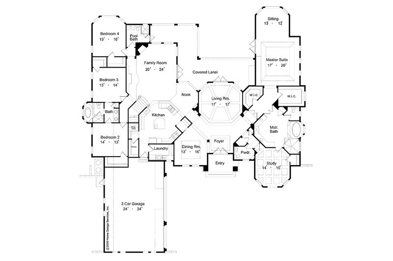 Home Plan - Floor Plan - Main Floor for Mediterranean House Plan #417-632 - 5 bed, 4.5 bath