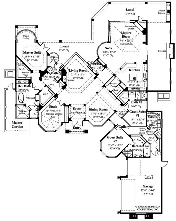 Architectural House Design - Mediterranean Floor Plan - Main Floor Plan #930-104
